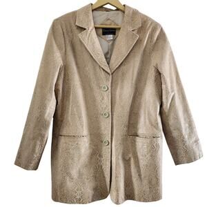 Terry Lewis Classic Luxuries Embossed Leather Jacket/Blazer Tan Size Medium